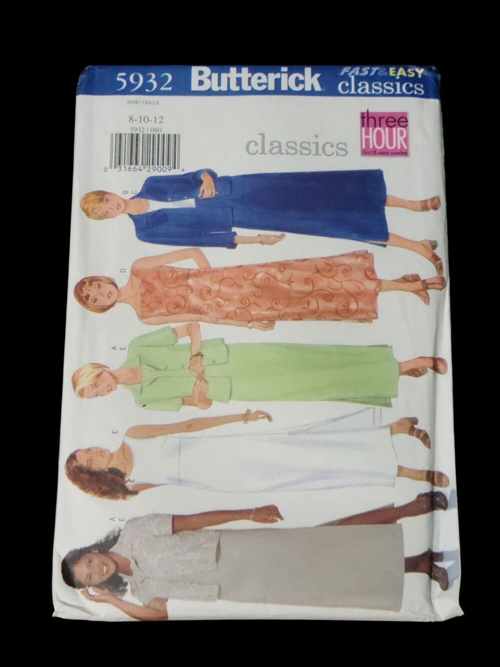 Vtg Butterick 5932 Pattern Classics 8-10-12 Womens Pullover Dress Jacket Uncut